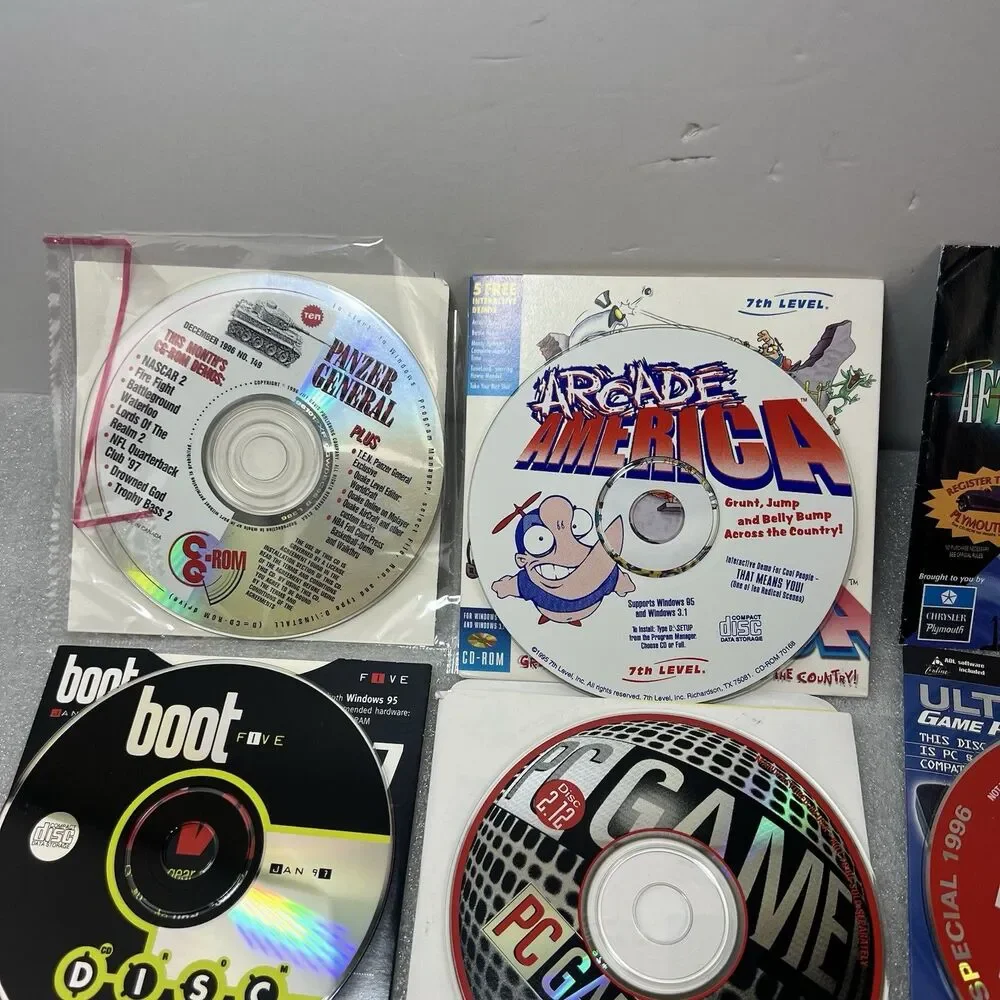 10 Vtg 90s Demos PC Gamer Disc Retro LucasArts TIE Fighter Windows 95 Software